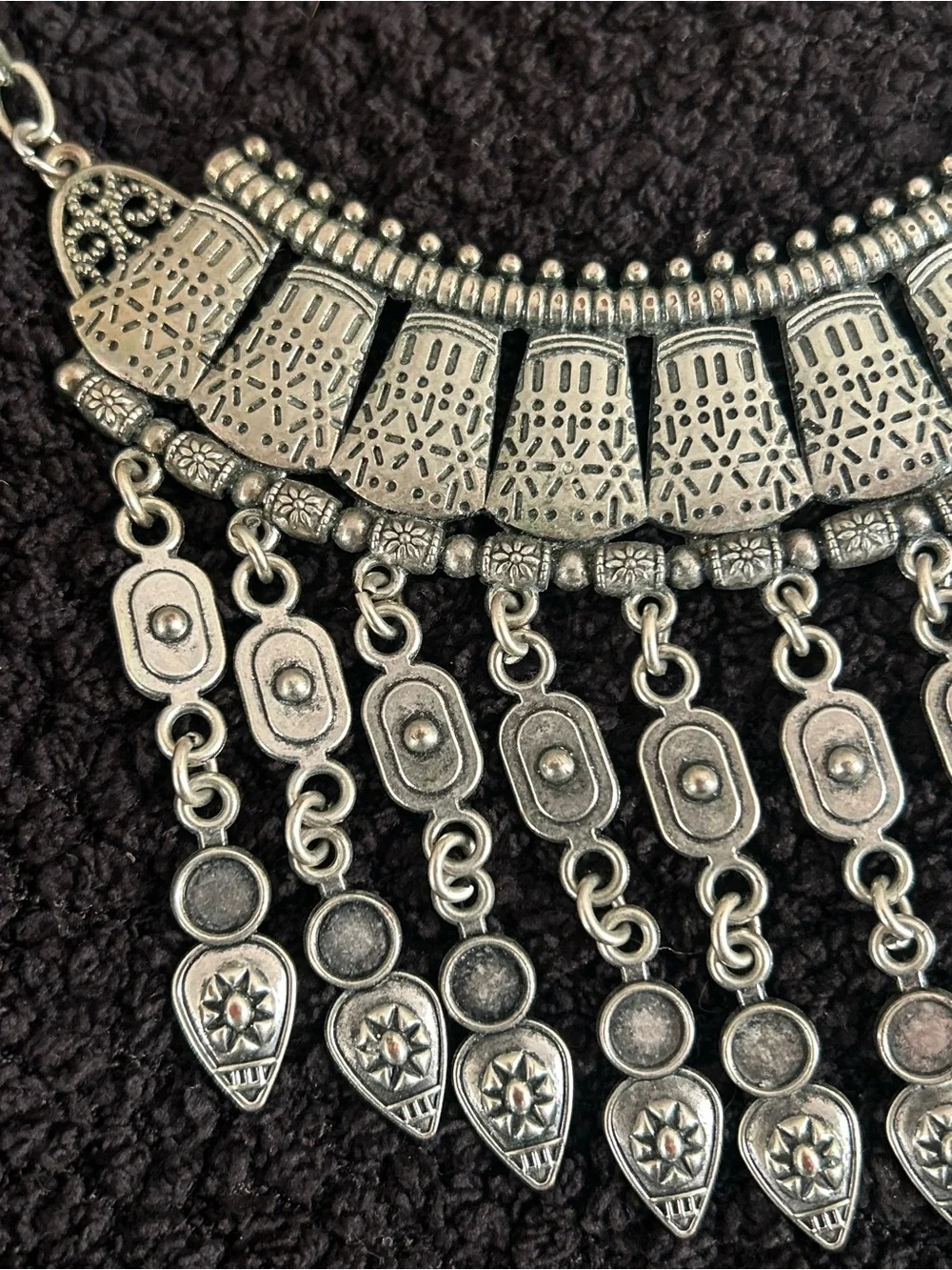 Paparazzi The Desert Is Calling Silver Fringe Tribal Choker Necklace